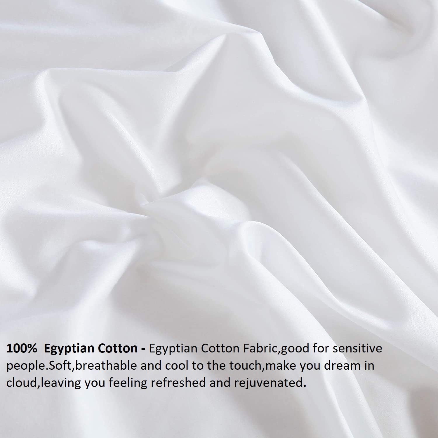 Juego de sábanas 4 piezas de algodón natural con tejido de satén egipcio, lujoso juego de ropa de cama elástico con bolsillos profundos, tamaño