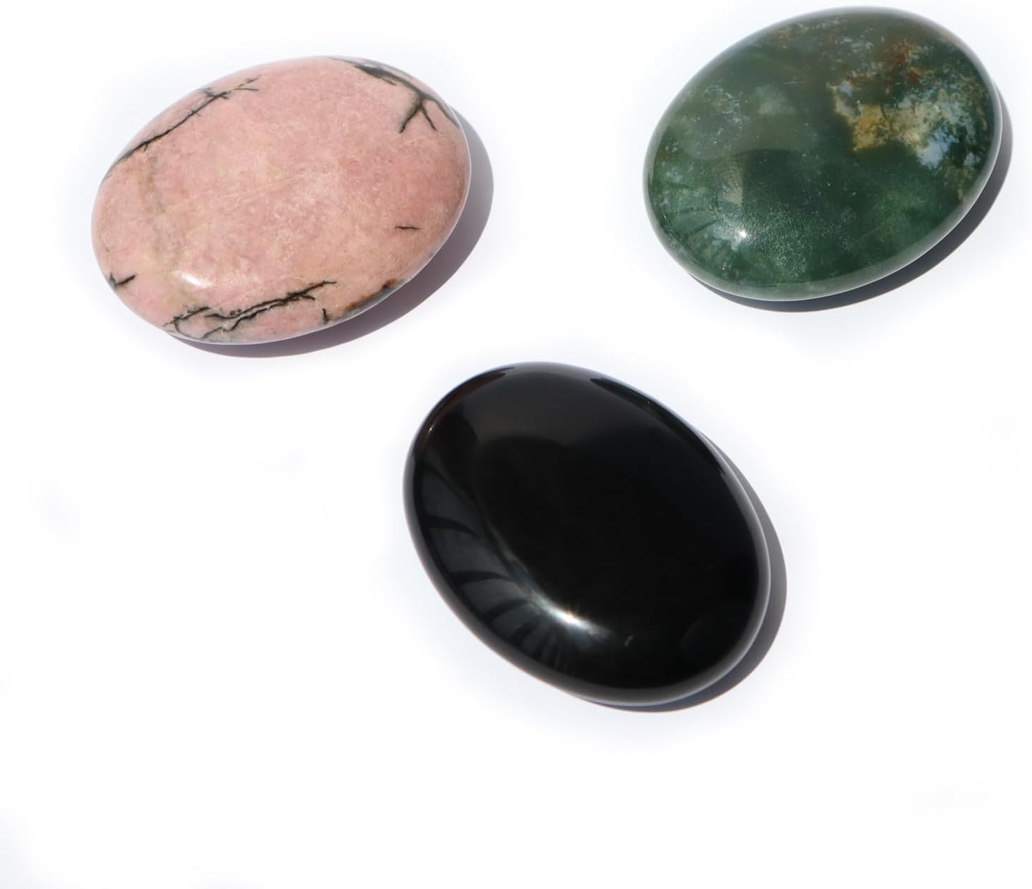Mezcla de piedras de palma ovaladas de 1.7 pulgadas, 6 piezas de cristales curativos tallados a mano, piedra de preocupación para el pulgar para la