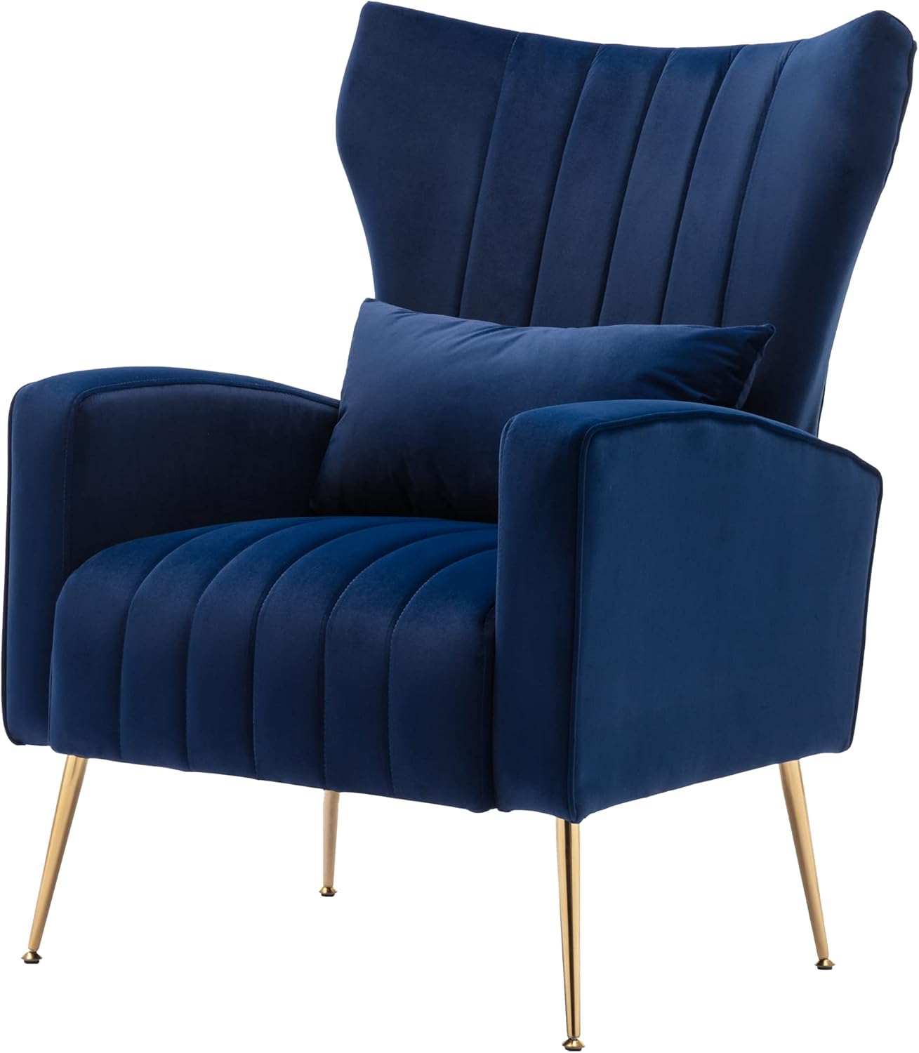 chairus Wingback – Silla decorativa de terciopelo, sillón moderno para sala de estar, cómodo sofá individual tapizado para dormitorio, sala de