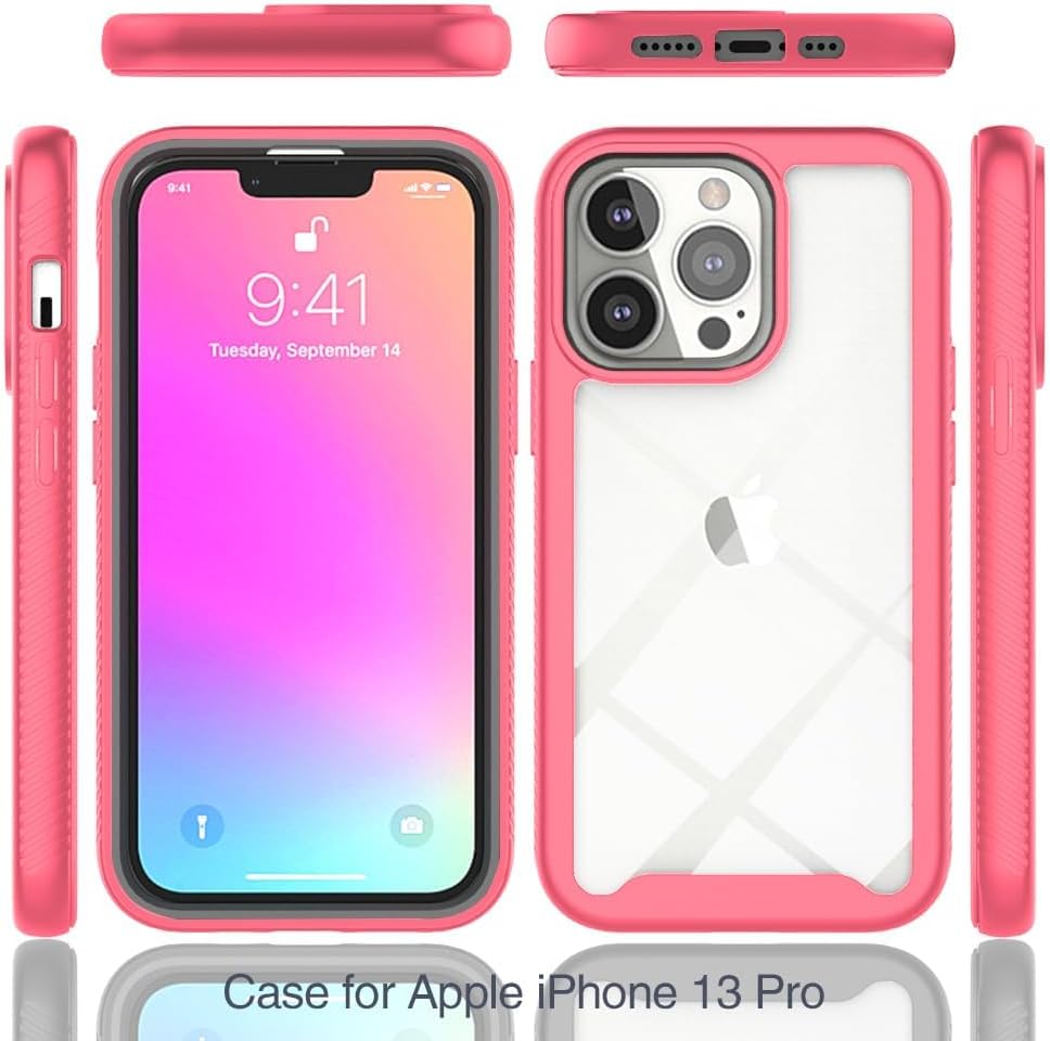 Asuwish Funda para iPhone 13 Pro de 6.1 pulgadas con protector de pantalla de vidrio templado y soporte delgado, funda protectora híbrida resistente
