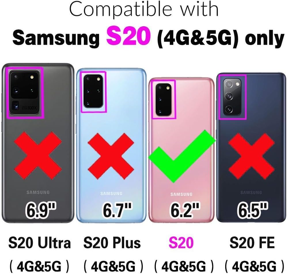 Asuwish Funda de teléfono para Samsung Galaxy S20 5G de 6.2 pulgadas con protector de pantalla de vidrio templado y soporte delgado, híbrida,