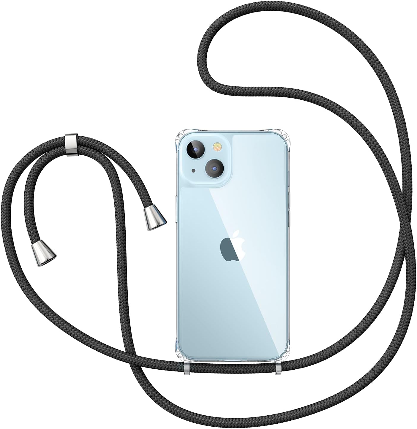 ZTOFERA Compatible con iPhone 15, funda transparente con cordón ajustable, TPU suave y delgada, a prueba de golpes, funda protectora cruzada para