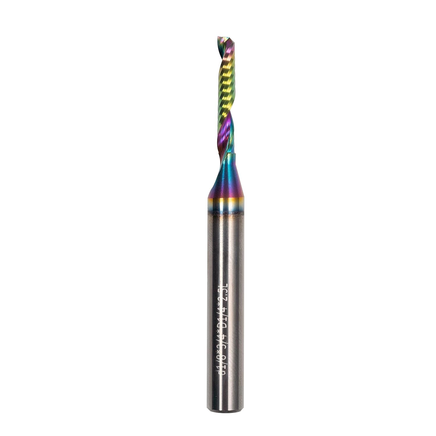 UpCut O Flute – Fresa de extremo de broca en espiral de 18 pulgadas de diámetro y vástago de 14 pulgadas con revestimiento DLC de carburo finalFresa