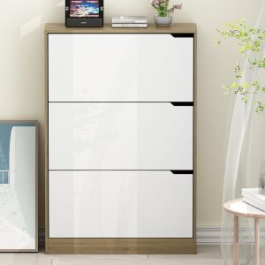 BORNOON Zapatero de madera con 3 cajones abatibles, armario de almacenamiento oculto para zapatos, organizador de almacenamiento independiente para BORNOON Zapatero de madera con 3 cajones abatibles, armario de almacenamiento oculto para zapatos, organizador de almacenamiento independiente para