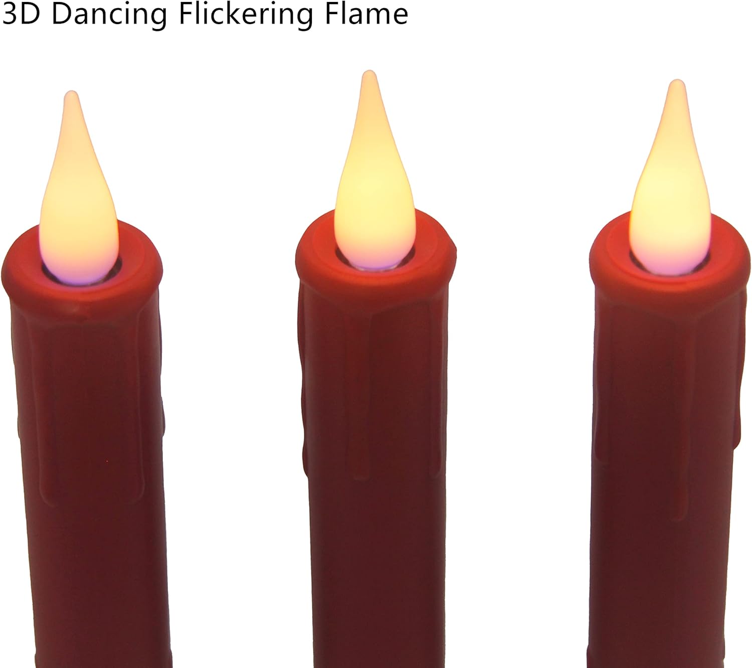 Velas LED cónicas para árbol de Navidad con temporizador, control remoto y clips extraíbles, funciona con pilas, juego de 10 velas cónicas realistas