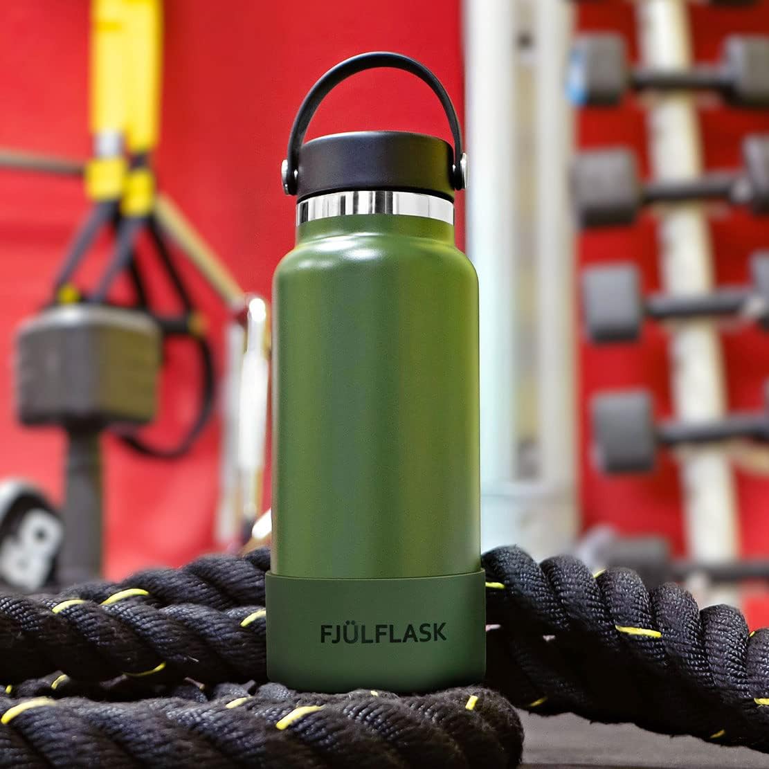 FJULflask – Botella de agua aislada al vacío de 32 onzas, taza térmica de acero inoxidable, tapa de boca ancha, tapa de rosca y tapa de rosca, la