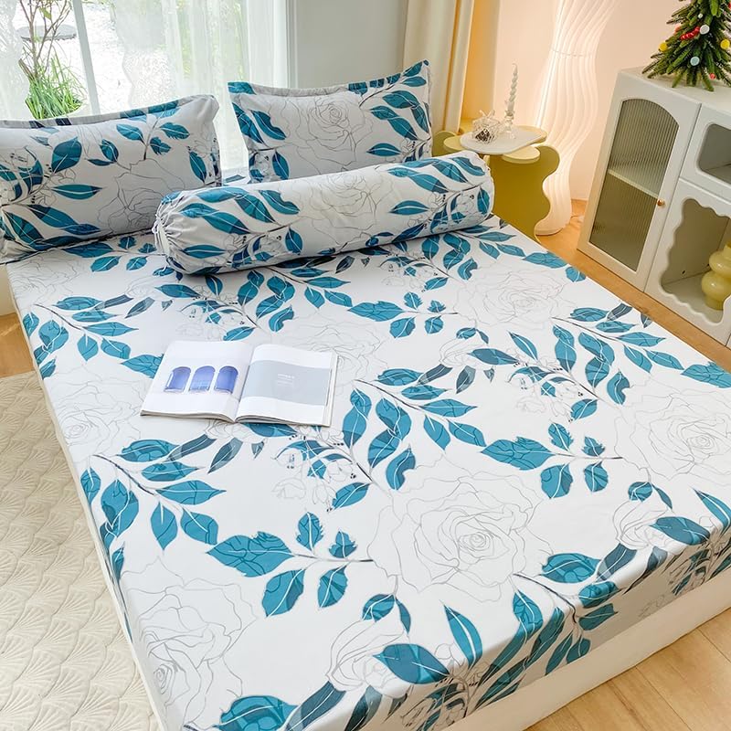 Juwenin Home Juego de sábanas bajeras coloridas de 3 piezas, suave y cómodo, para dormitorio, habitación de invitados (1 sábana bajera + 2 fundas de