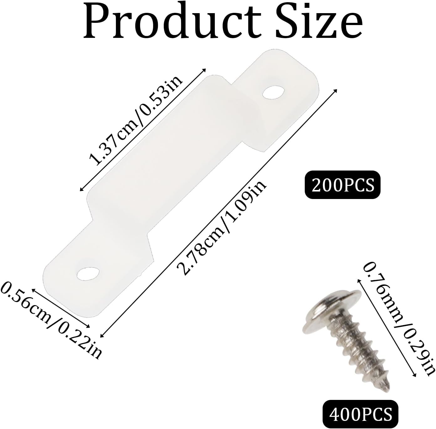 200 clips de montaje de tira LED, soporte de abrazadera de luz LED de silicona, soportes de montaje de tira LED con 400 tornillos clips de fijación