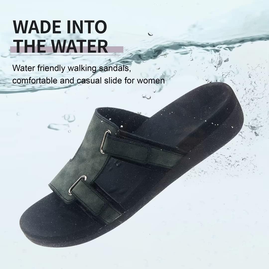MEGNYA Cómodas sandalias para caminar para mujer, sandalias con soporte de arco para fascitis plantar, pies planos, sandalias informales con correa