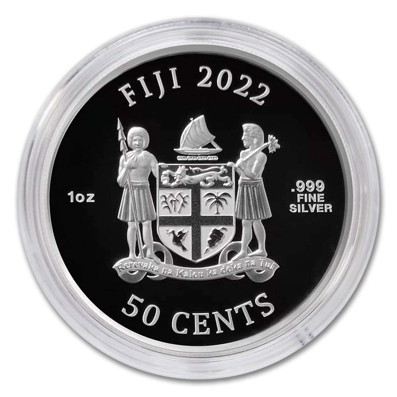 2022 1 oz Fijian Silver Ancient Warriors – Samurai Coin (in Capsule) Brilliant Uncirculated with Certificate of Authenticity 50c BU