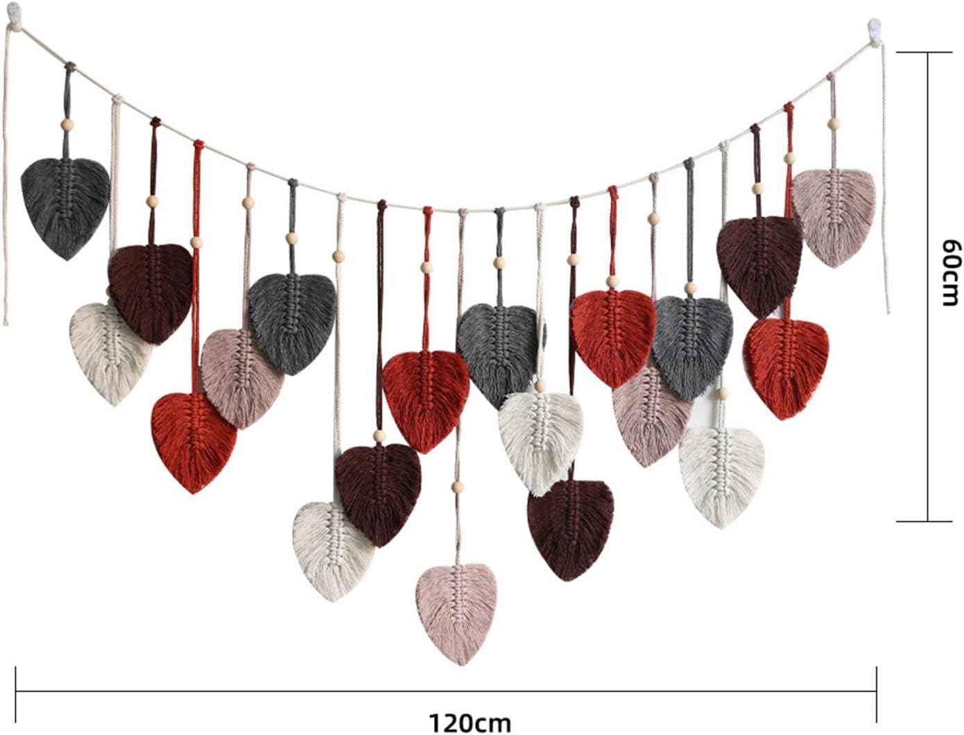JISADER Tapiz de hojas de macramé para colgar en la pared, elegante tapiz de hojas tejidas a mano, tapiz bohemio de macramé para telón de fondo,