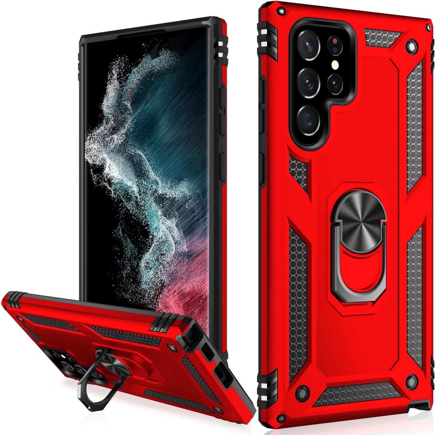IKAZZ Funda protectora para Galaxy S22 Ultra, de grado militar, a prueba de golpes, resistente, pasa una prueba de caída de 16 pies con soporte
