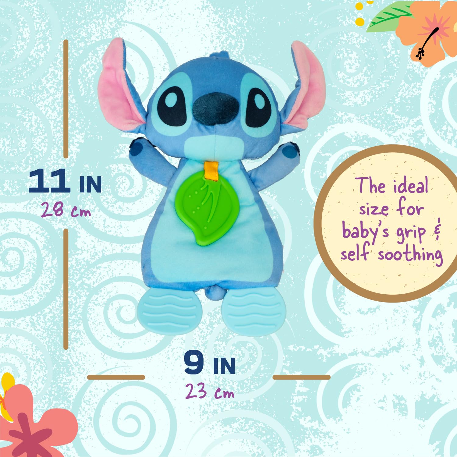 Kids Preferred Disney Baby’s Lilo and Stitch – Juguete sensorial de peluche y mordedor arrugado para bebés recién nacidos, niños y niñas de 10