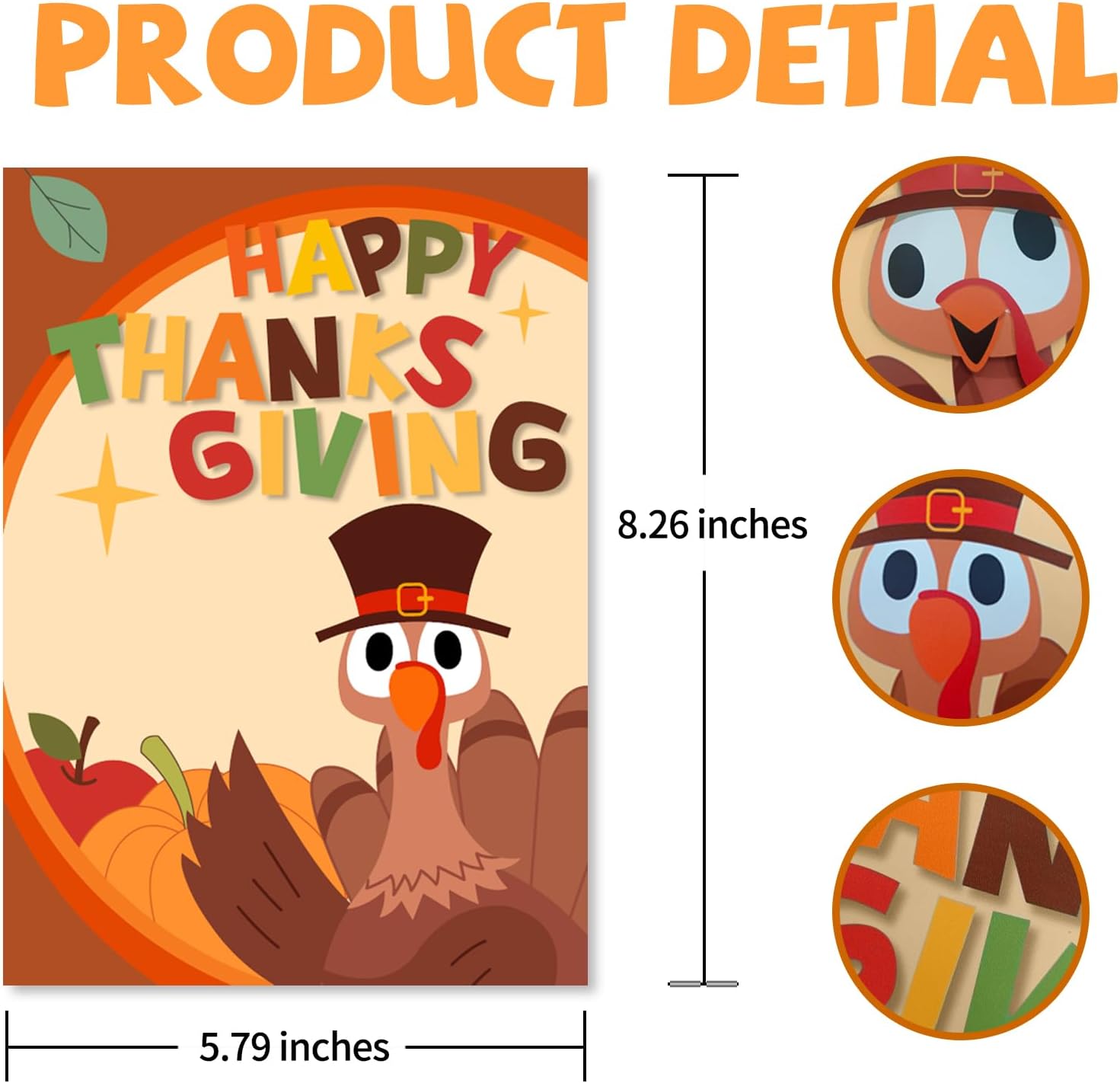 Tarjeta de Acción de Gracias Divertida, Sonido y Sacudida Cabeza Movimiento Humor de dibujos animados con sobre, GOBBLE GOBBLE