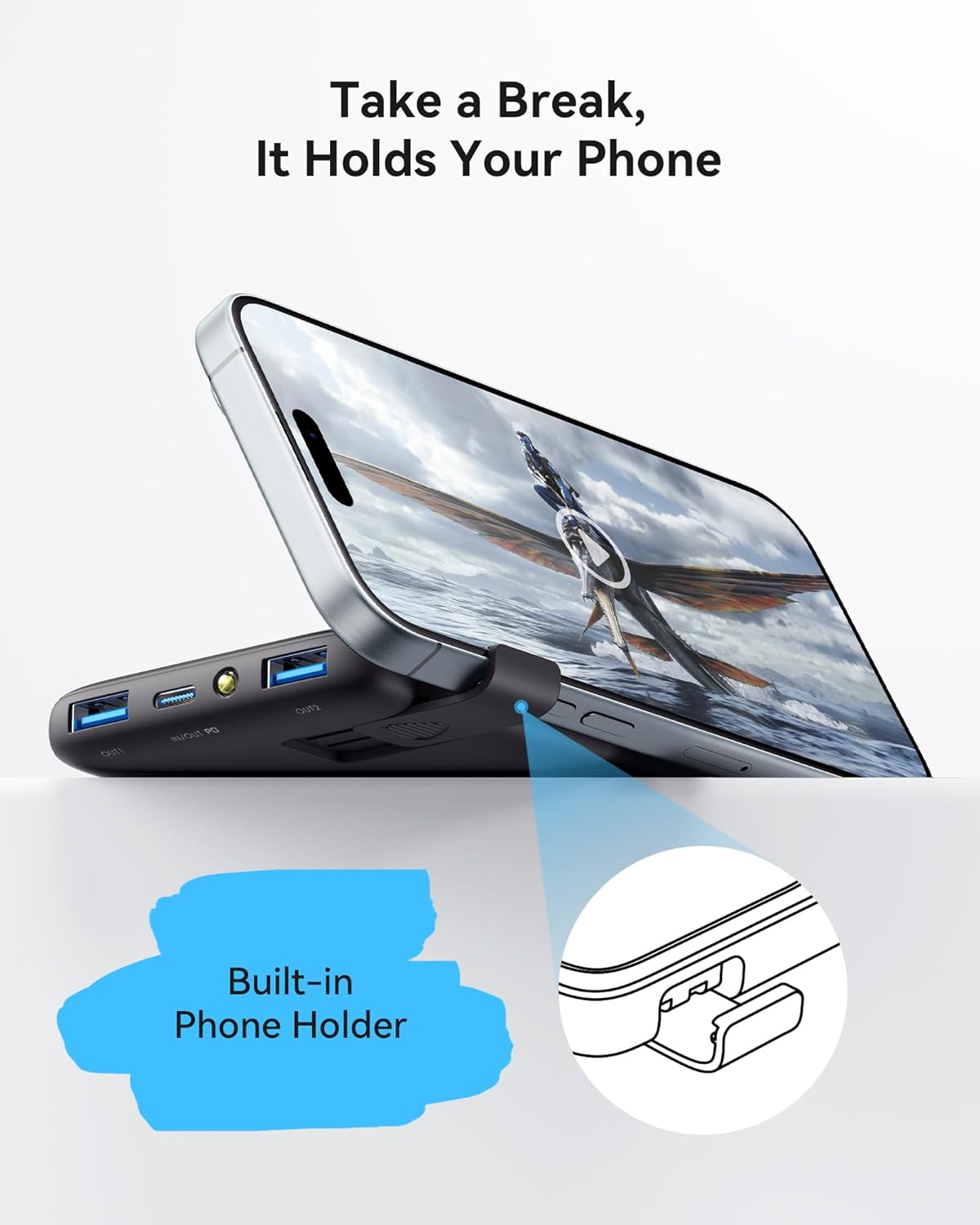 Cargador portátil INIU, 18 W PD 3.0 QC 4.0 carga rápida 10500 mAh USB C LED Display Power Bank, batería con soporte para teléfono compatible con - Imagen 8