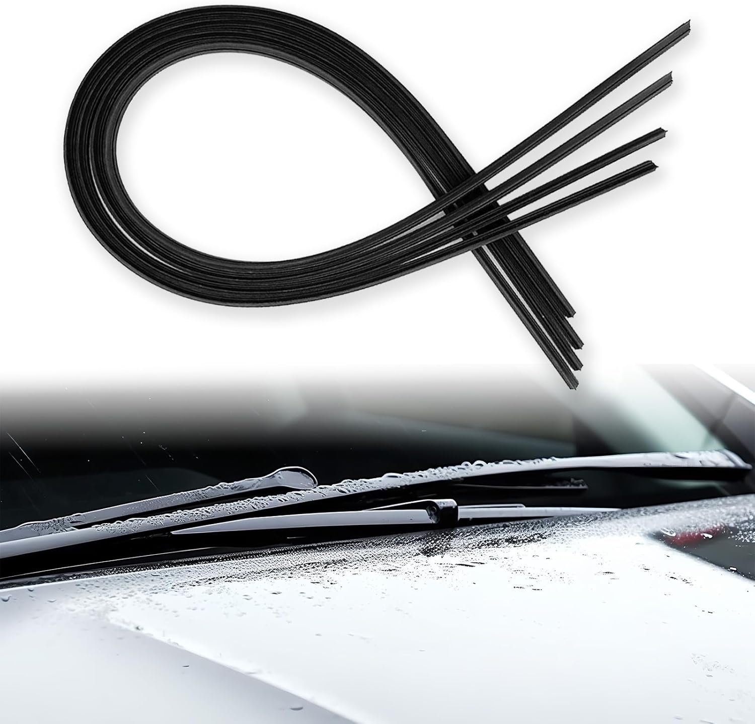 4 piezas de repuesto para limpiaparabrisas de automóvil, tiras de silicona sin marco para ventana, sin marco, tira de silicona de 26 pulgadas,