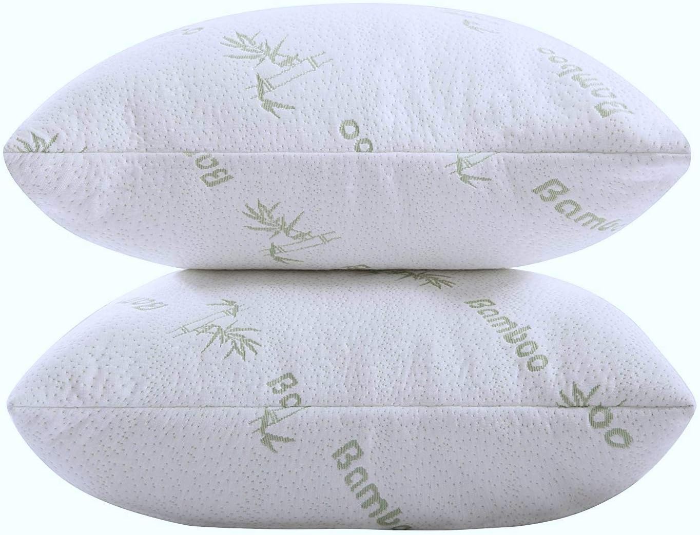 Almohadas de cama para dormir, paquete de 2 almohadas de viscosa tamaño Queen hechas de bambú, ultra suave, con rebote trasero, boca abajo,