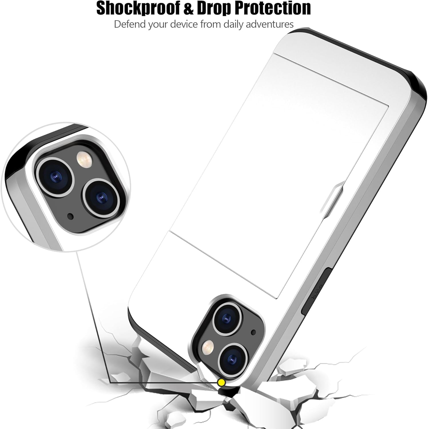 Nvollnoe Funda protectora resistente de doble capa para iPhone 14 Plus con tarjetero y ranura para tarjeta oculta, a prueba de golpes, funda delgada