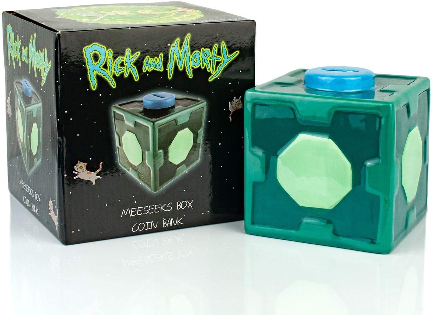 Caja Meeseeks de Rick and Morty, 412″, alcancía de cerámica para colección.