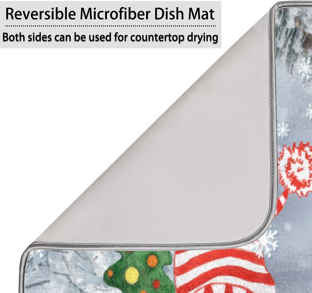 Tapete de secado de platos de Navidad, gnomos de invierno, almohadilla de secado de platos para encimera de cocina, tapete escurridor de platos