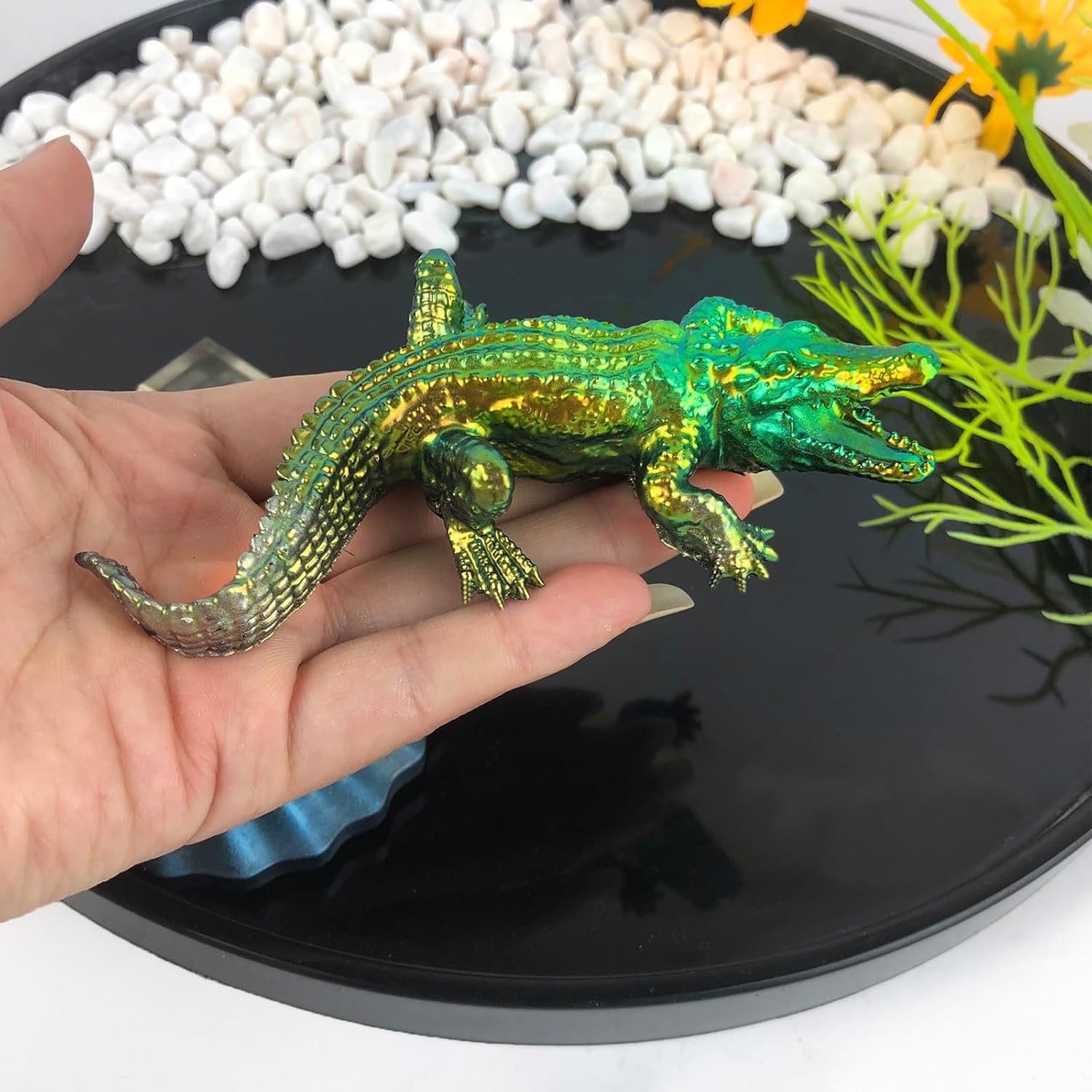 JIOFAVIU Molde de resina de cocodrilo de silicona, molde de silicona de 4.96 pulgadas para resina epoxi y resina UV, molde de resina animal único