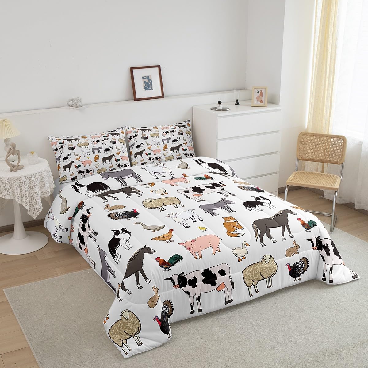 Farm Aninmal – Juego de ropa de cama para niños, divertido juego de edredón de animales de granja para adolescentes y niñas, juegos de edredón de