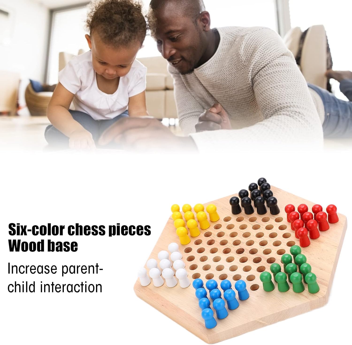 Juego de mesa de damas chinas, damas chinas, juego de mesa de damas chinas coloridas de madera, para juego de mesa familiar de estrategia clásica