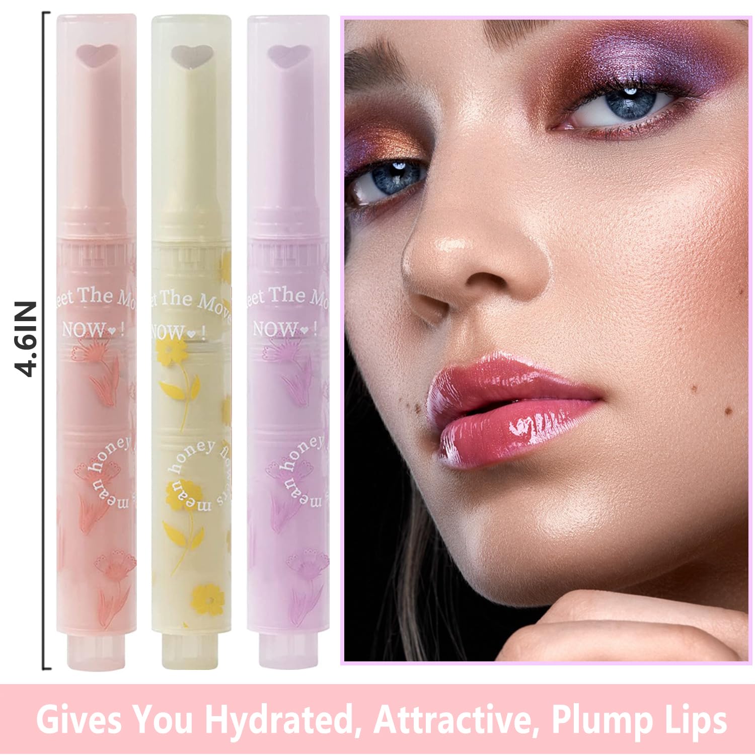 Lápiz labial Heart Jelly, brillo de labios tintado en forma de corazón, tinte de labios hidratante de espejo, bálsamo derretido brillante tintado de