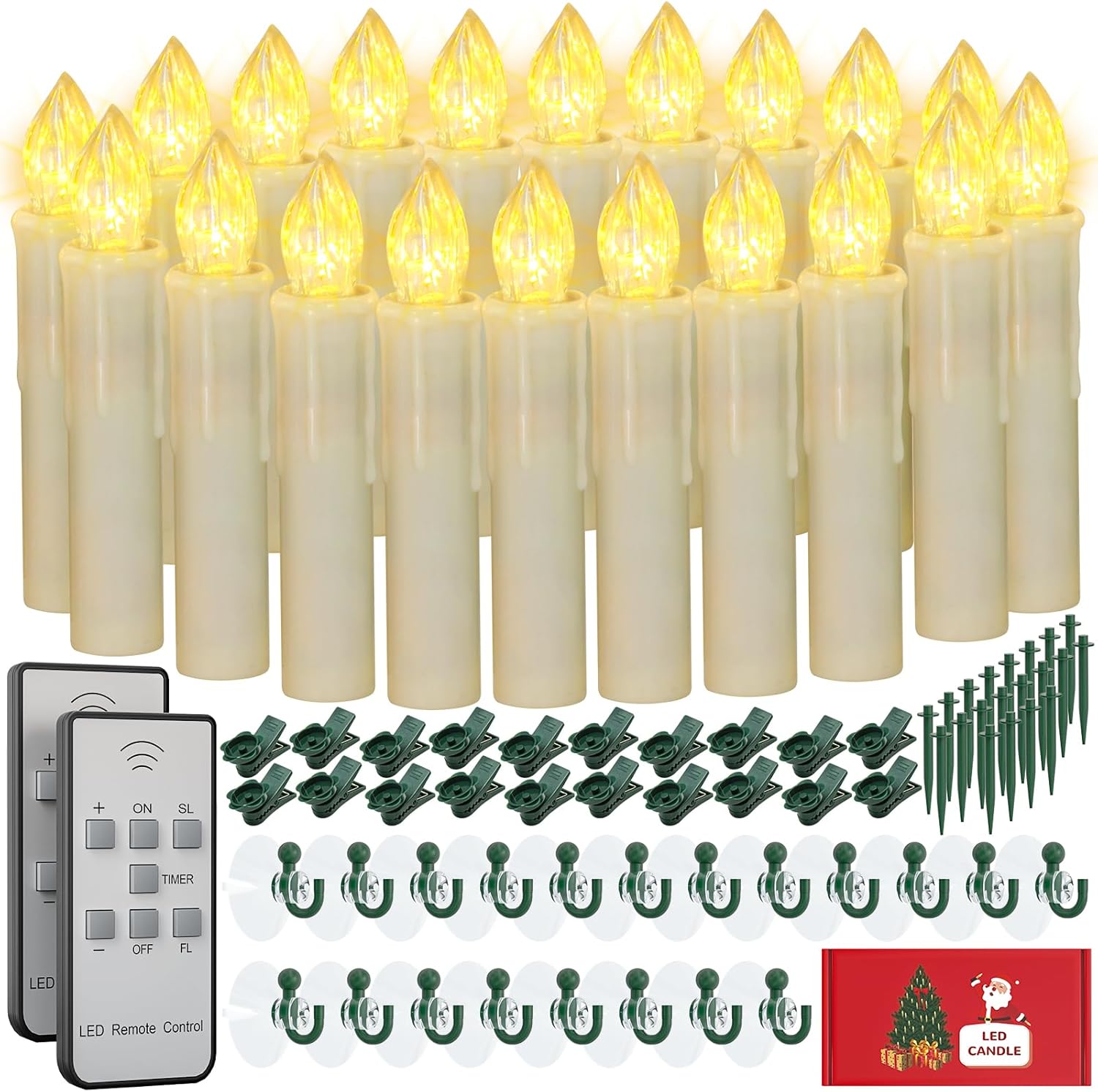 Velas de Navidad para ventana con control remoto, accesorios