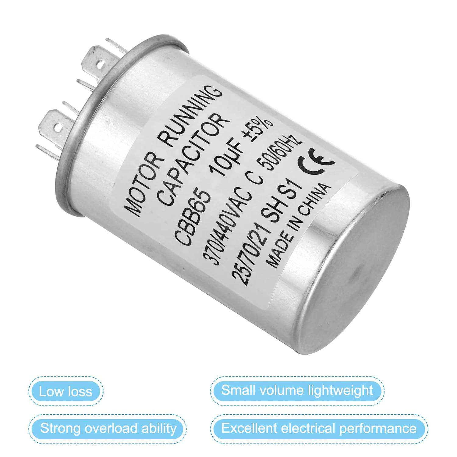 PATIKIL 10uF 5% 10MDF 370440V AC ventilador condensador de arranque, 2 unidades CBB65 Circular Run Condensador para aire acondicionado de aire