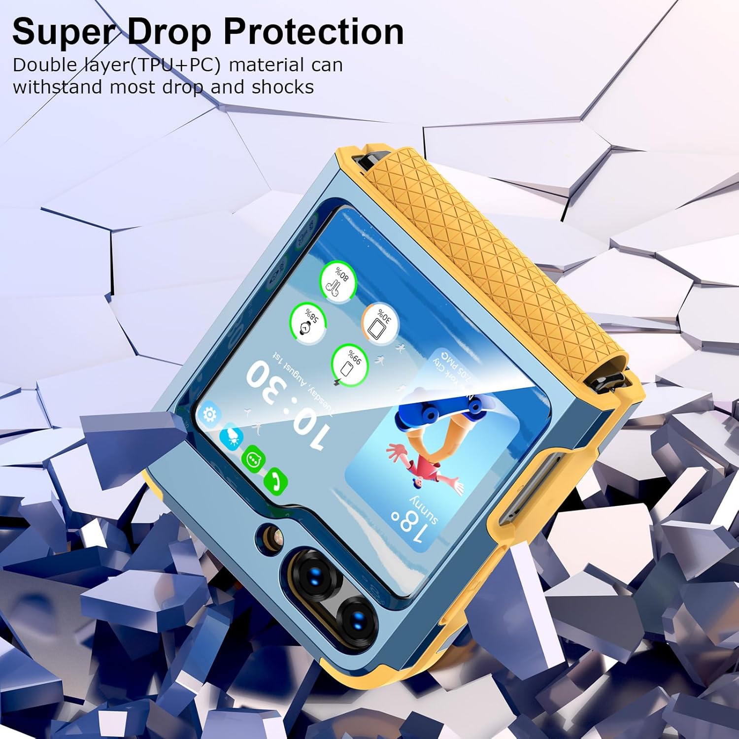 Compatbile – Funda con Z Flip 5 con protección de bisagra, Samsung Flip 5, resistente, a prueba de golpes, carcasa protectora de cuerpo completo