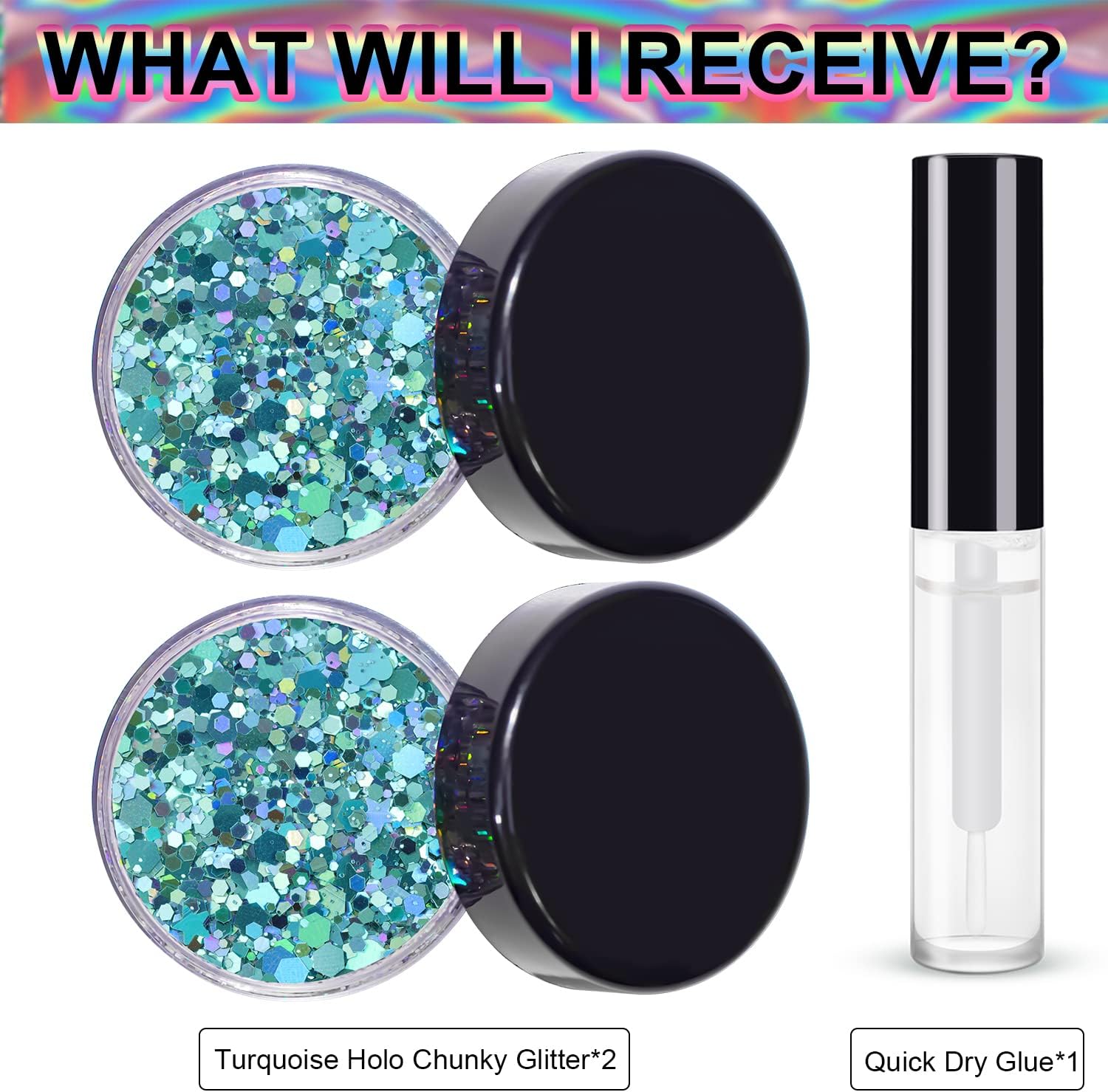 Purpurina holográfica cosmética gruesa de color turquesa para el rostro, ojos, cuerpo, cabello y uñas, para festival, carnaval, fiesta, belleza y