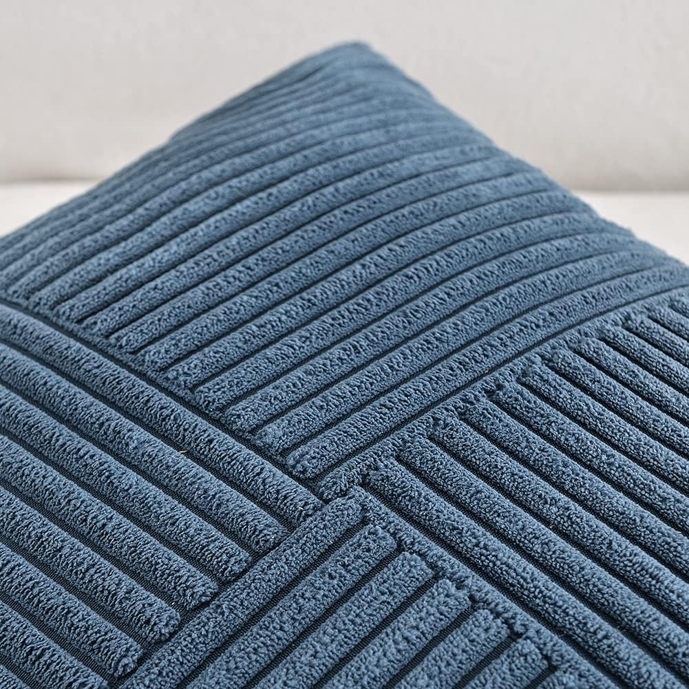 Fancy Homi Paquete de 2 fundas de almohada decorativas de color azul polvoriento de 20 x 20 pulgadas para sala de estar, sofá, cama, sofá, rústico,