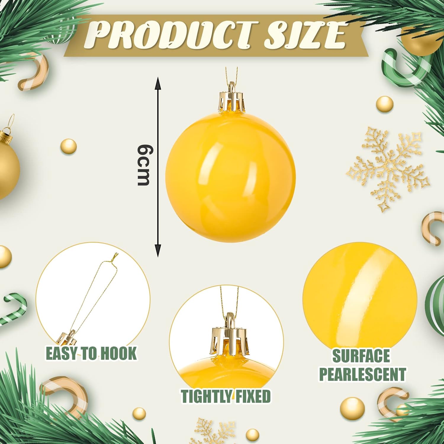 36 adornos de bola de Navidad de 2.4 pulgadas, huevos de plástico para colgar, colgantes de árbol brillantes, bolas brillantes para el hogar,