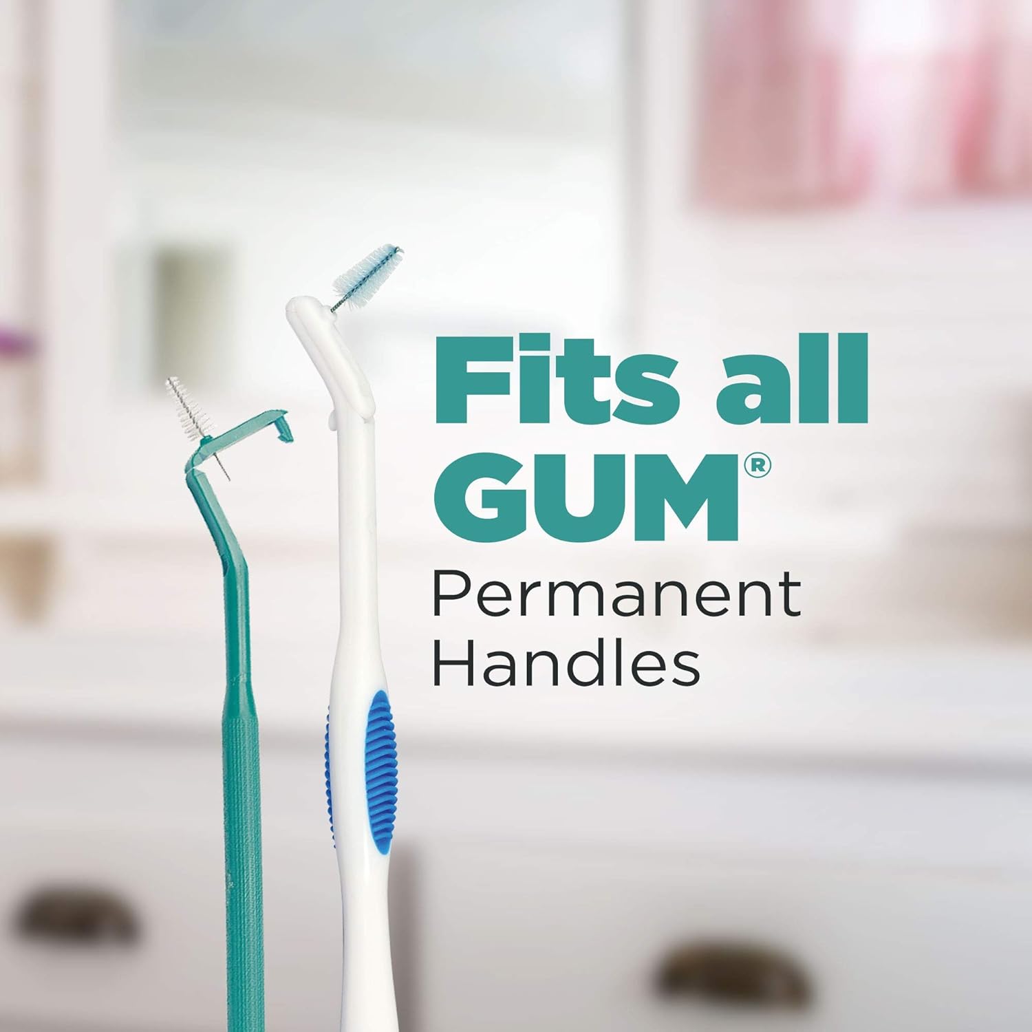 GUM Proxabrush Go-Betweens – Recambios anchos – Compatible con mango permanente GUM – Cepillos interdentales reutilizables – Púas dentales de cerdas