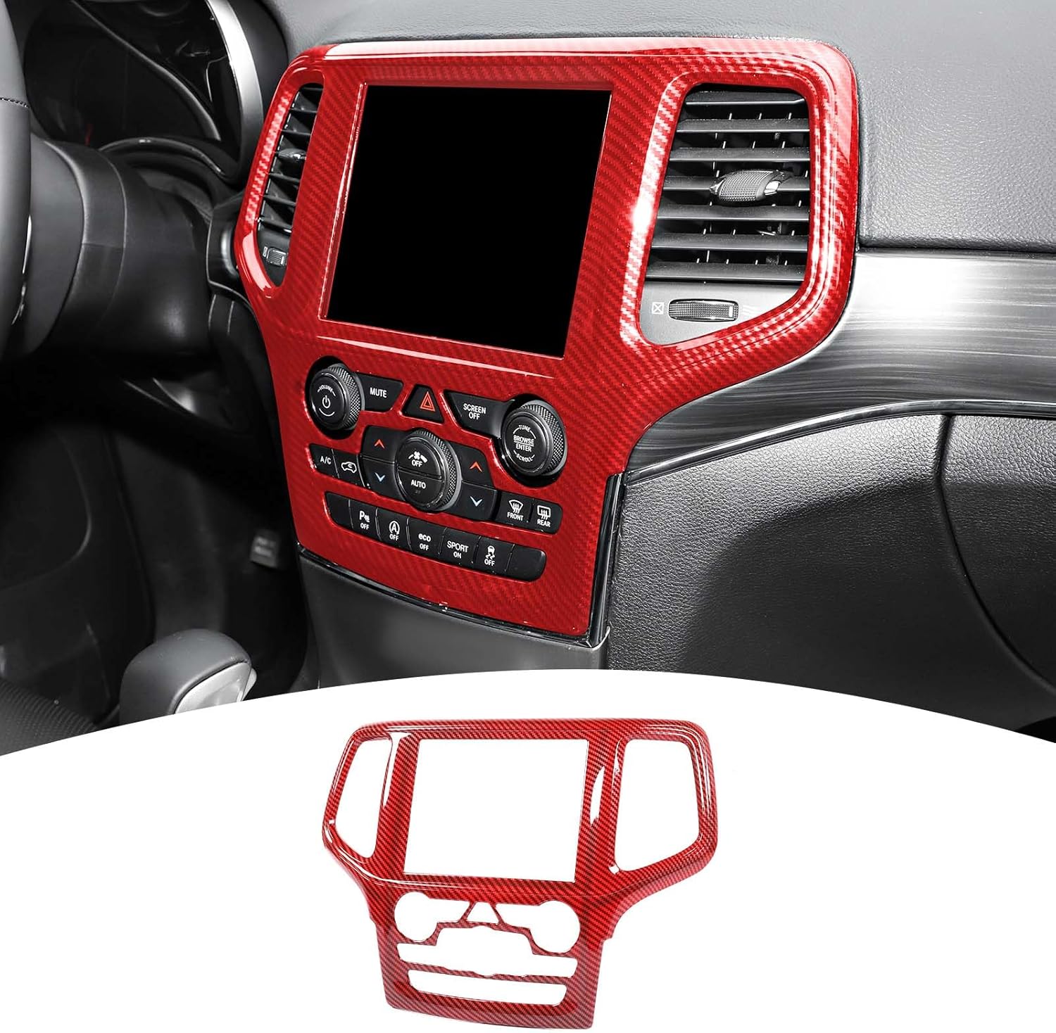 Cubierta para panel de navegación con bisel central para Grand Cherokee Center Dash compatible con Jeep Grand Cherokee 2019 2020, accesorios