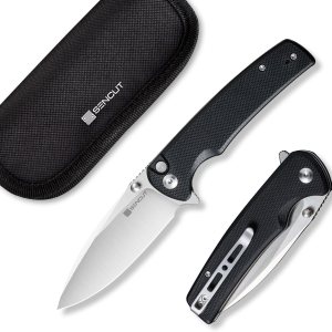 SENCUT Sachse – Cuchillo plegable para EDC, mango negro G10 de satén 9Cr18MoV, cuchillo pequeño plegable con clip, cuchillo de transporte diario SENCUT Sachse – Cuchillo plegable para EDC, mango negro G10 de satén 9Cr18MoV, cuchillo pequeño plegable con clip, cuchillo de transporte diario