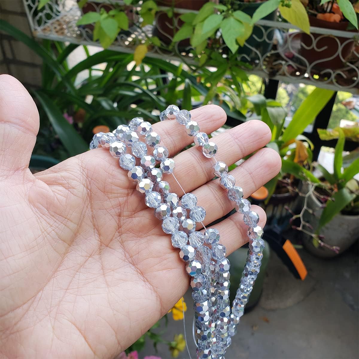 Chengmu Cuentas redondas de vidrio plateado de 0.315 in para hacer joyas, 300 unids esférico facetado Crytal Spacer Beads Surtidos Accesorios para
