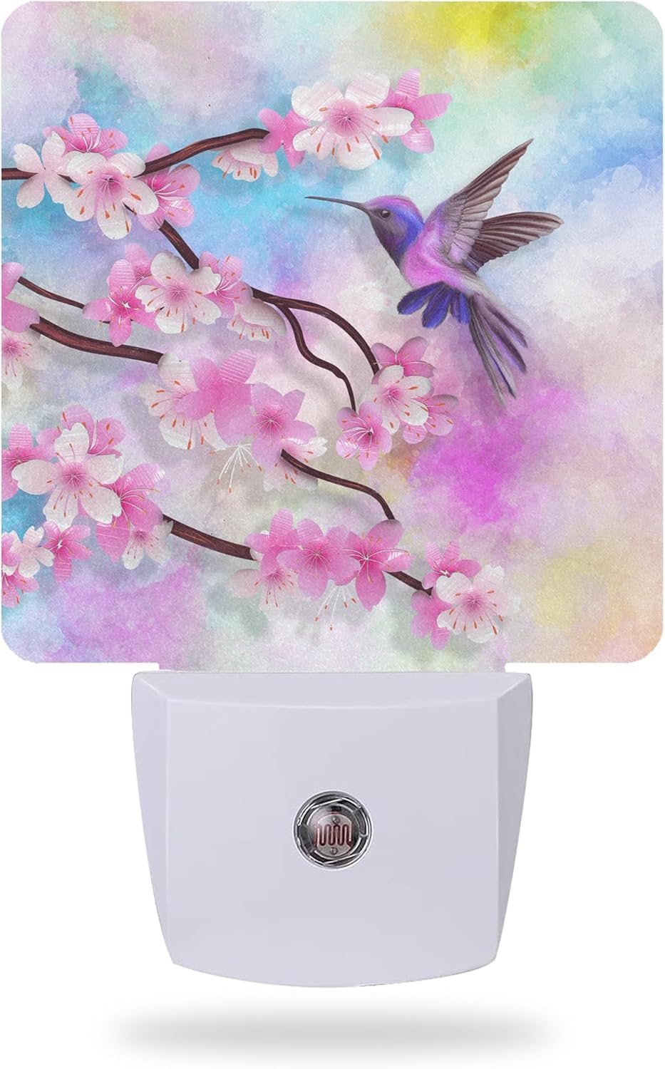 Luz nocturna con diseño de cerezo, colibrí, luces nocturnas enchufables a la pared para dormitorio de niños y niñas, luz nocturna decorativa media