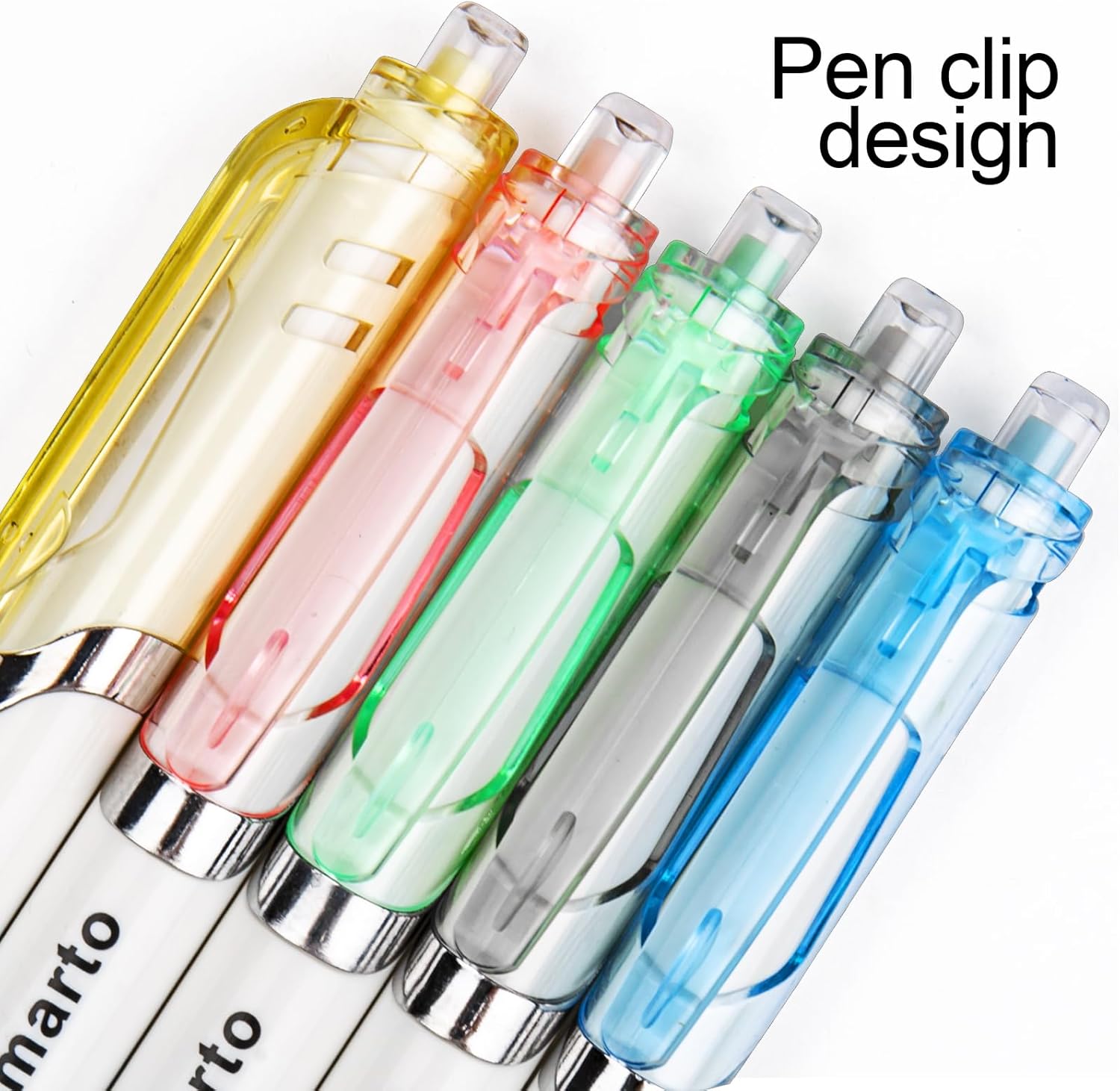 Almarto Bolígrafos de tinta negra, paquete de 5 bolígrafos de gel de 0.020 in, bolígrafos retráctiles, punta fina, bonitos bolígrafos estéticos para