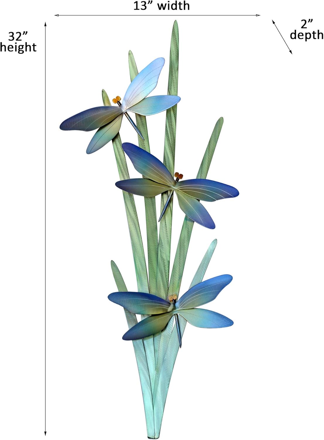 T.I. Design Dragonflies in Marsh – Decoración de pared de metal contemporánea para casa de campo de lago costero