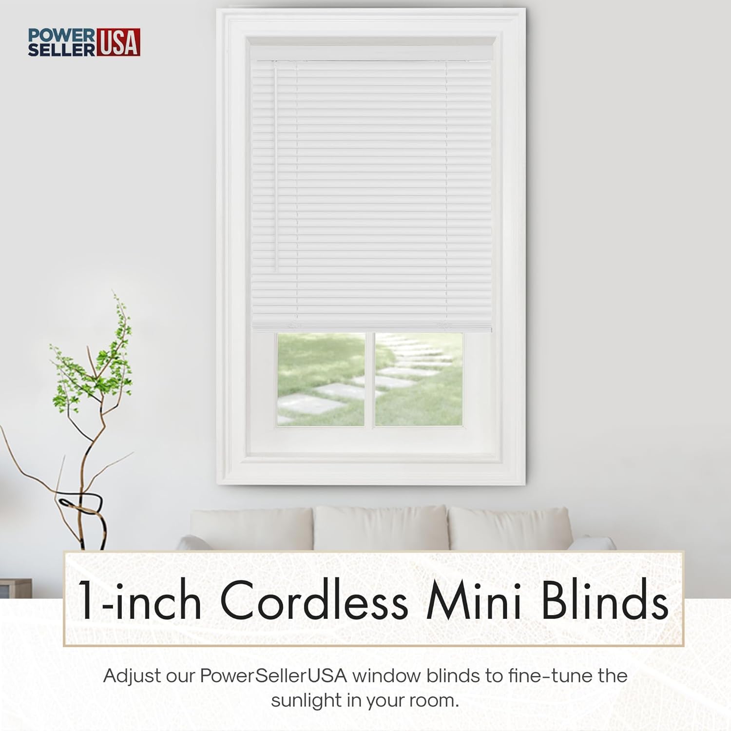 PowerSellerUSA Persianas inalámbricas con listones de 1 pulgada, 48 pulgadas de largo x 32 pulgadas de ancho, de vinilo para filtrar la luz, para