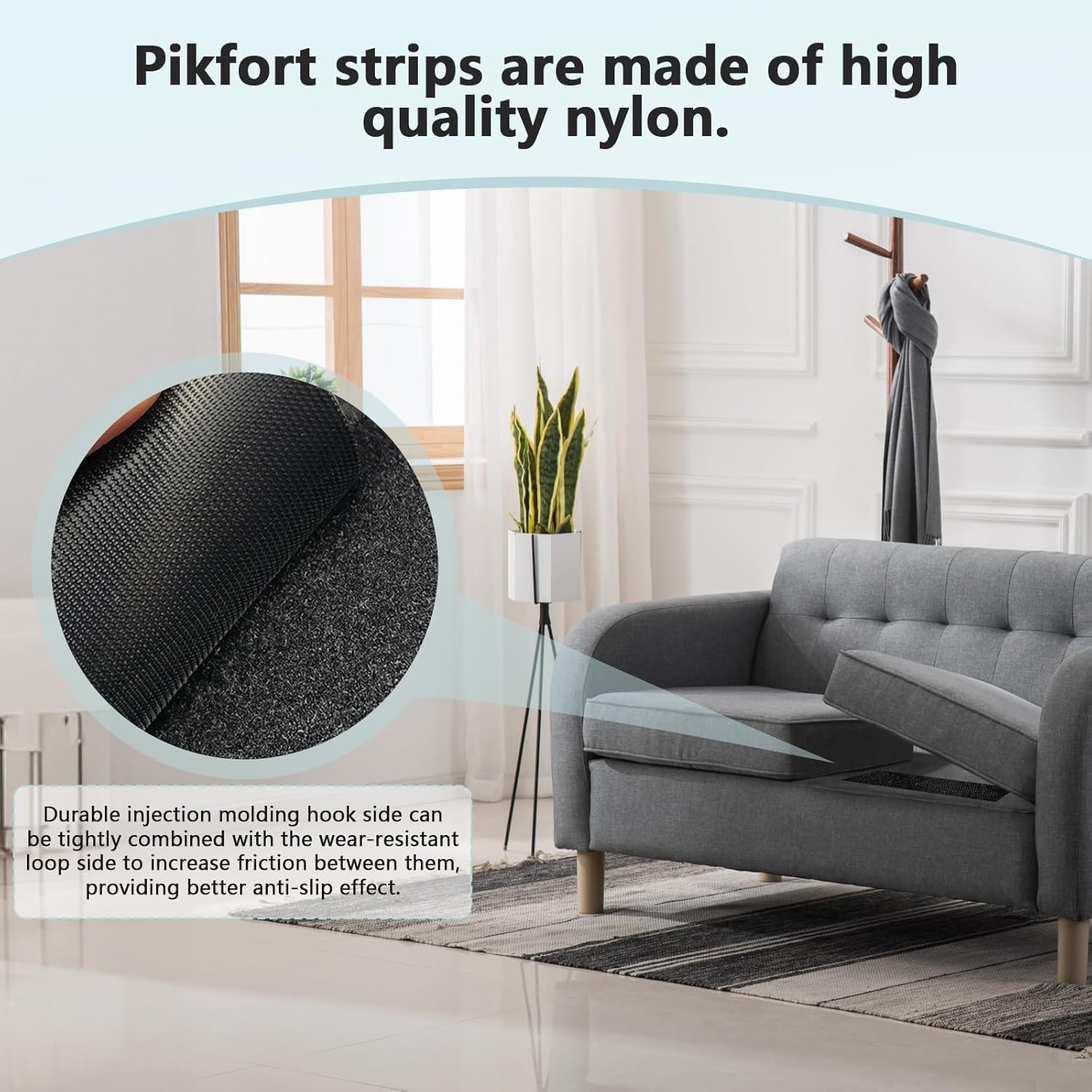 Tiras de cinta de velcro de 4 pulgadas x 18 pies con adhesivo resistente para evitar que los cojines de sofá se deslicen, alfombra de rollos de