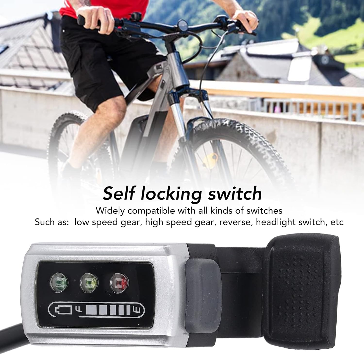 Empuñadura de acelerador de bicicleta eléctrica, acelerador de dedo de scooter con interruptor de estado de la batería Mango acelerador de dedo para