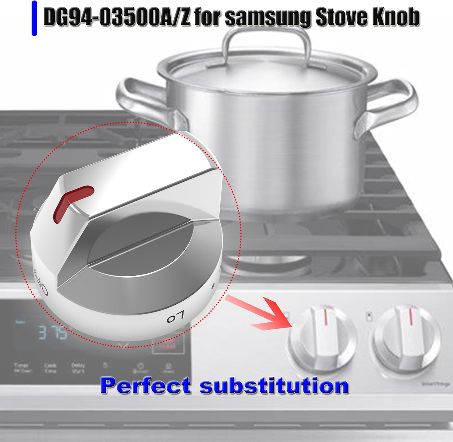DG94-03500AZ (4PCS) para Samsung Perillas de estufa de gas de reemplazo, DG94-03500U para Samsung Horno de cocina Perillas de estufa Parte superior