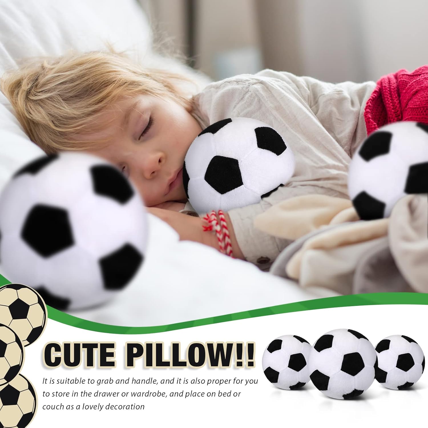 Chivao 12 piezas de fútbol de peluche para niños y niñas, juguete de peluche suave, almohada de fútbol esponjosa, decoración de fiesta de fútbol