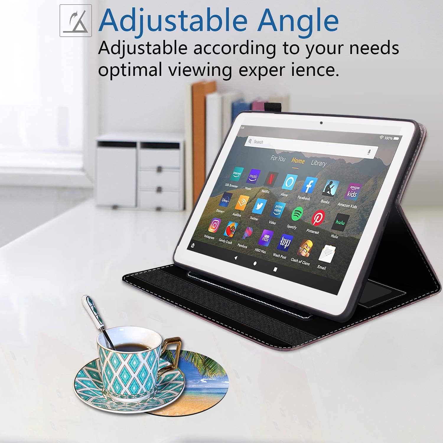 Funda para tableta Tienda Kindle Fire HD 8 y Fire HD 8 Plus (1210 generación, versión 20222020)  Funda de piel sintética de alta calidad con