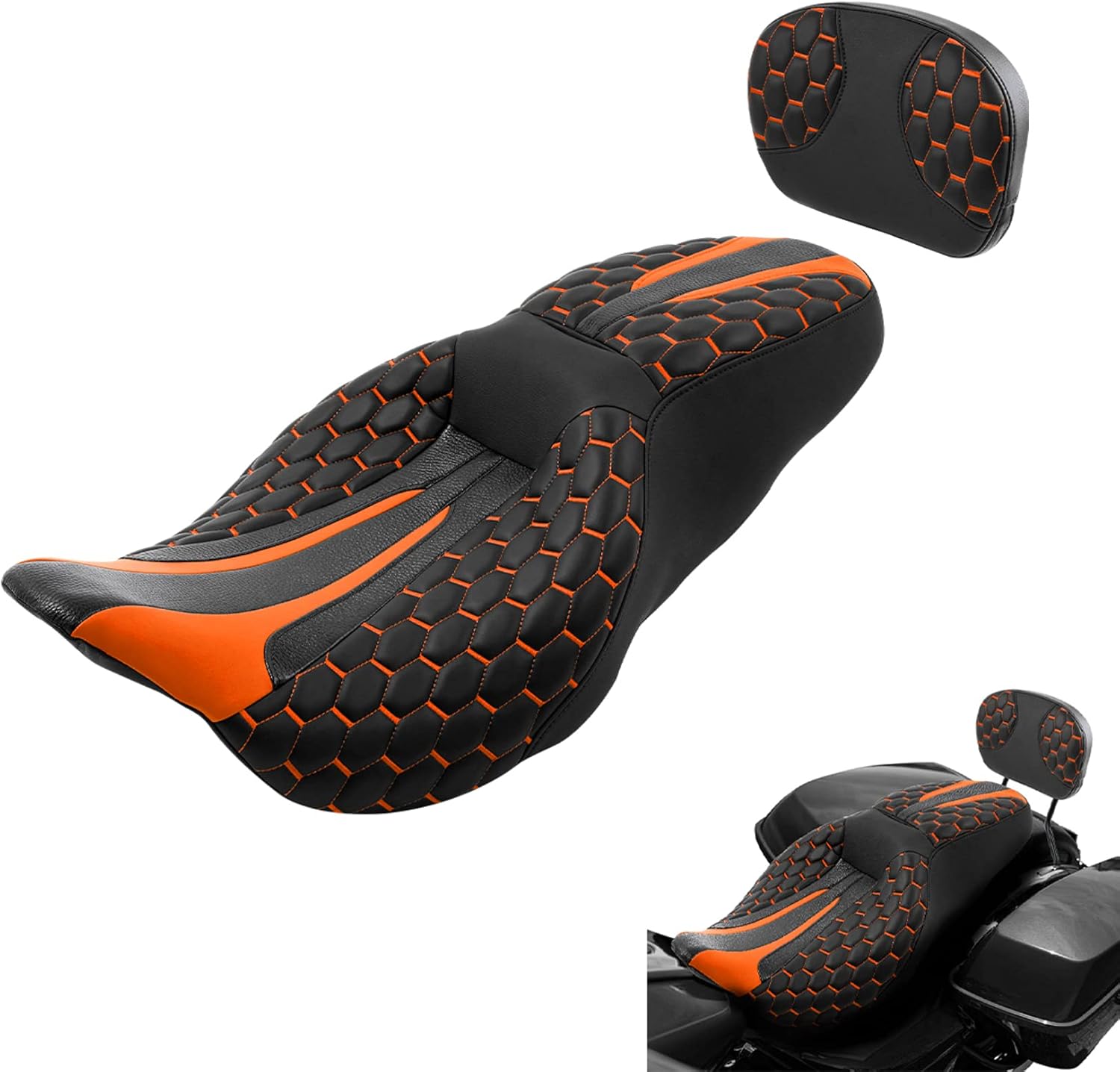 Asiento de motocicleta con respaldo para Harley Davison Electra Glide Classic Street Glide Road Glide 2009-posterior