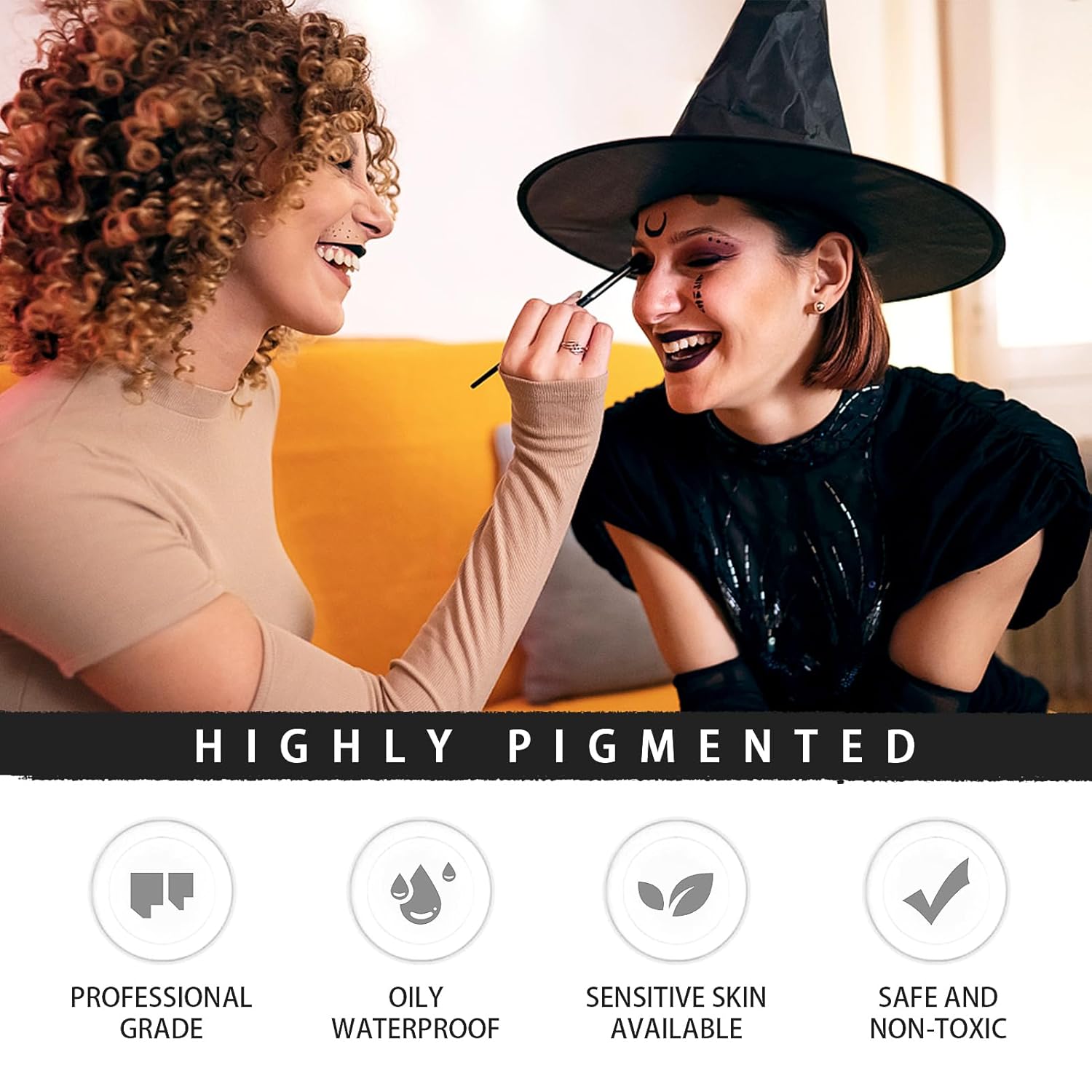 Kit de pintura facial en blanco y negro maquillaje corporal de Halloween, juego de efectos especiales para adultos, maquillaje profesional SFX,