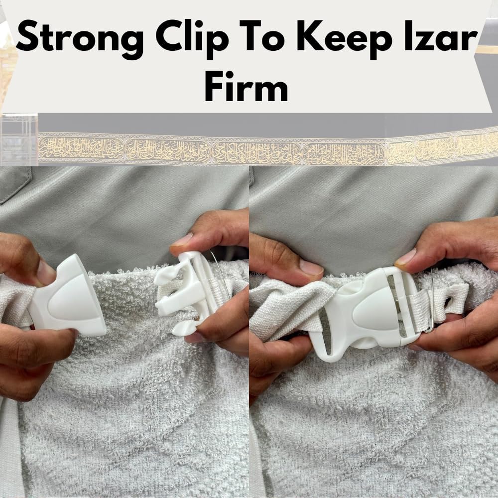Ihram Ahram – Ropa para hombre para Hajj y Umrah, 2 piezas con cinturón elástico, paño de ritual de peregrinación de algodón integrado, 70 x 30